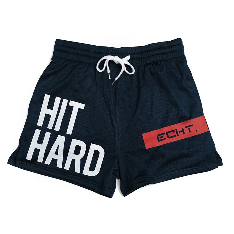 Men's quick-drying sports shorts in black, polyester chemical fibre blend, liner-free design