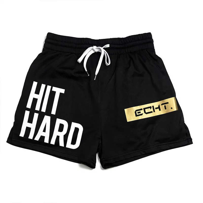 Men's quick-drying sports shorts in black, polyester chemical fibre blend, liner-free design