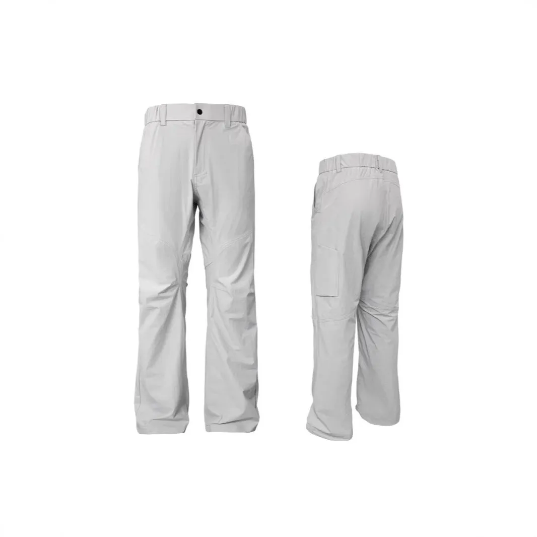 Straight cut casual trousers in chemical fibre blend fabric with elastic waistband in Army Green colour