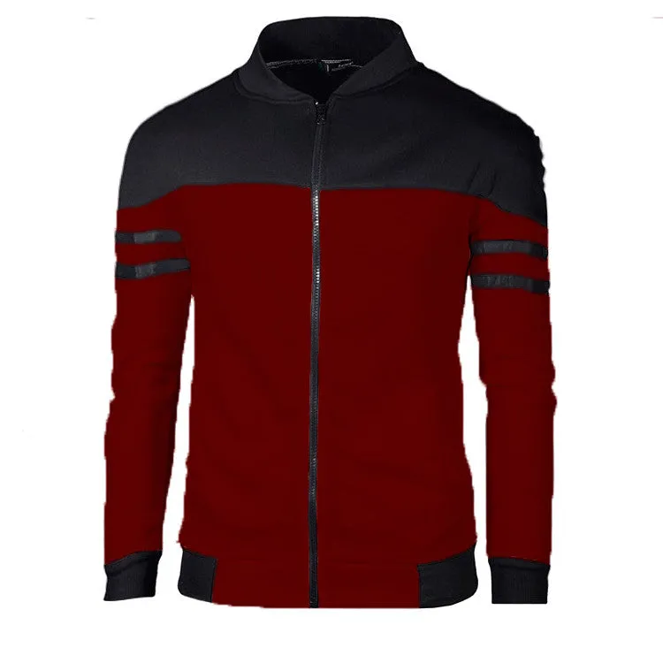 Casual zipper hooded jacket in autumn cotton blend, four colours, sizes L to 4XL
