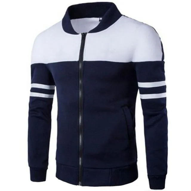 Casual zipper hooded jacket in autumn cotton blend, four colours, sizes L to 4XL