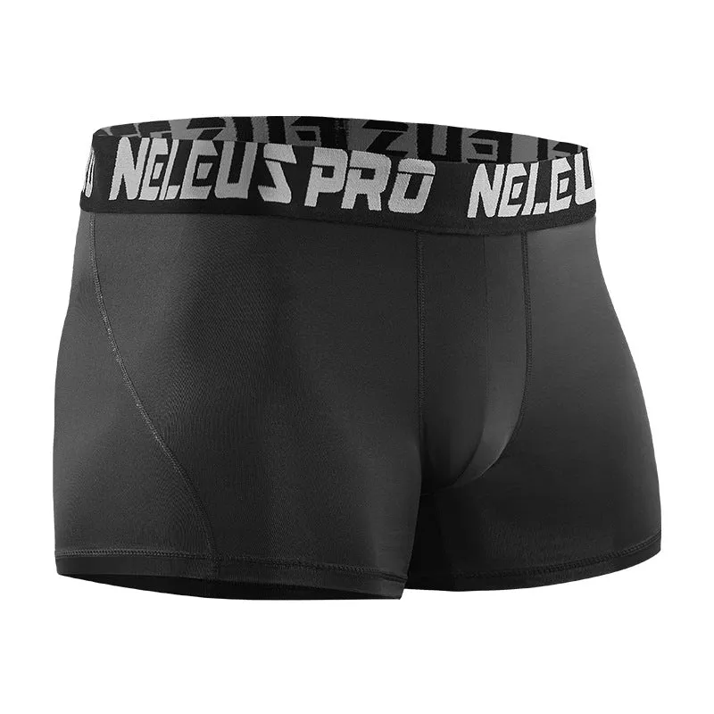 Men's anti-wear compression shorts for running, black colour, polyester fibre, sizes M to XXL