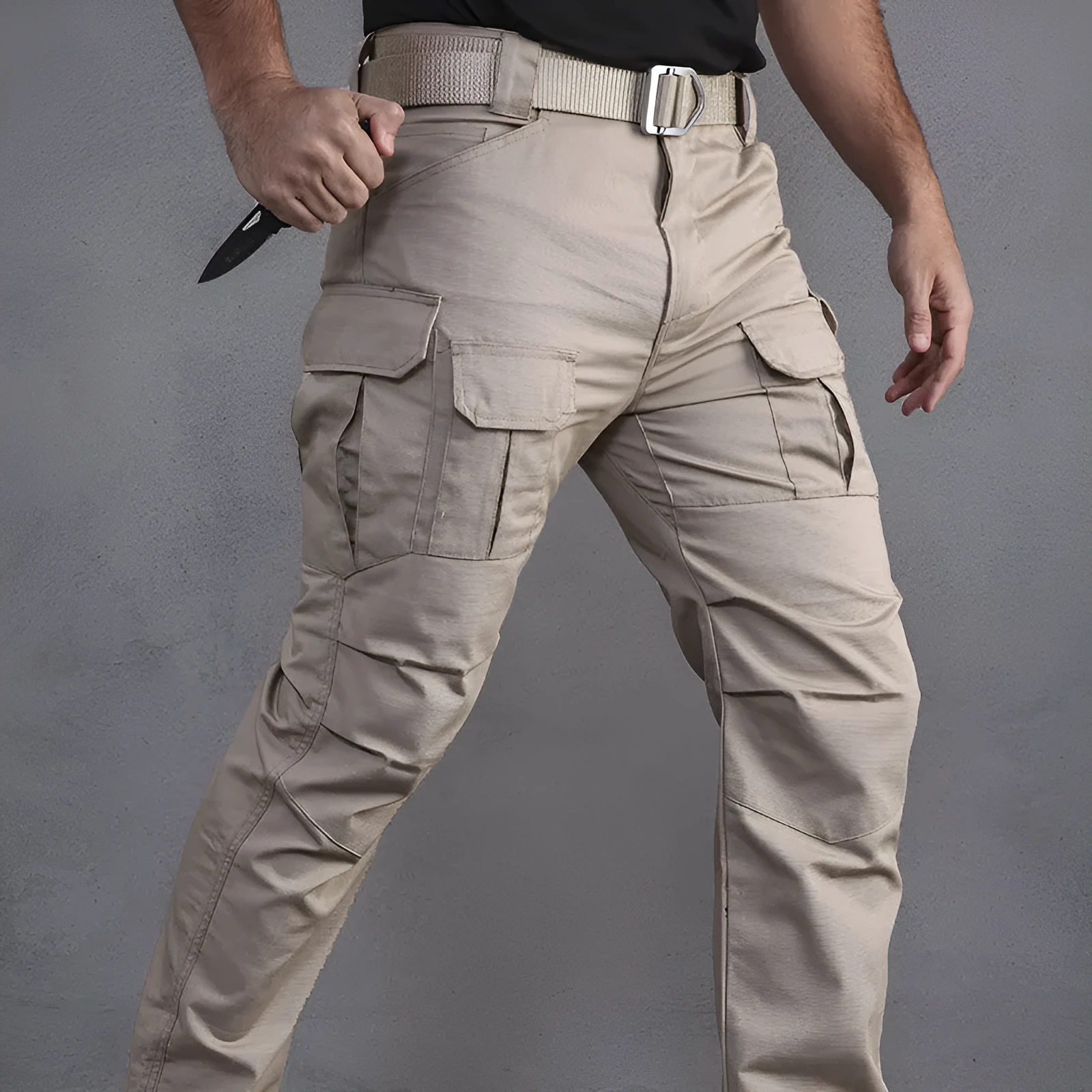 City Tactical Pants in polyester fibre, available in Black, Black Camouflage, Green, Khaki colours