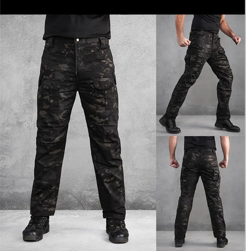 City Tactical Pants in polyester fibre, available in Black, Black Camouflage, Green, Khaki colours