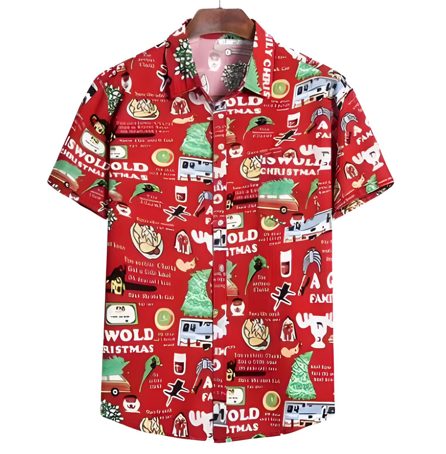 Men's baggy Hawaiian print short sleeve button shirt in cotton blended fabric, loose fit, floral pattern