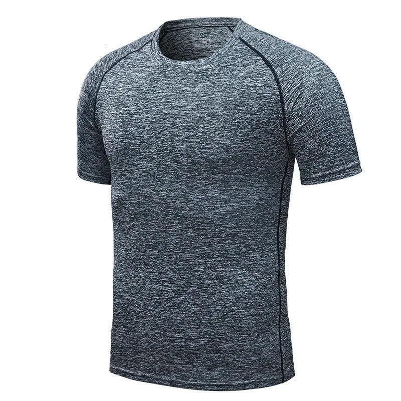 Outdoor sports quick dry cationic fabric round neck short sleeve t-shirt in black ash for men and women