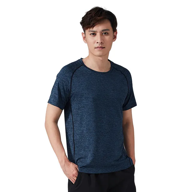 Outdoor sports quick dry cationic fabric round neck short sleeve t-shirt in black ash for men and women