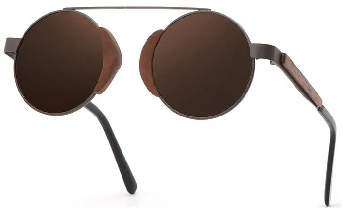 Bamboo retro sunglasses with wood frame and polarised TAC lenses in vintage style