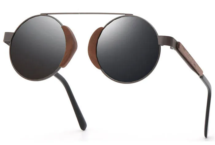Bamboo retro sunglasses with wood frame and polarised TAC lenses in vintage style