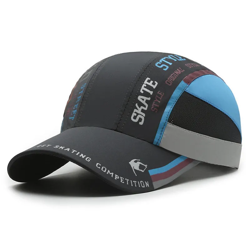 Summer quick-drying men's baseball cap with printed stitching, adjustable fit, in dark blue colour