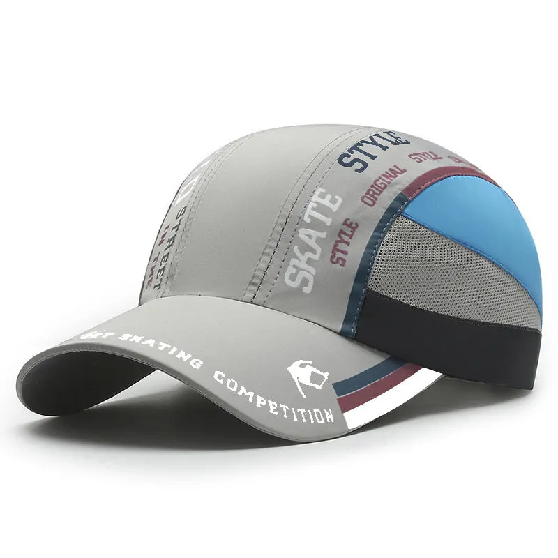 Summer quick-drying men's baseball cap with printed stitching, adjustable fit, in dark blue colour