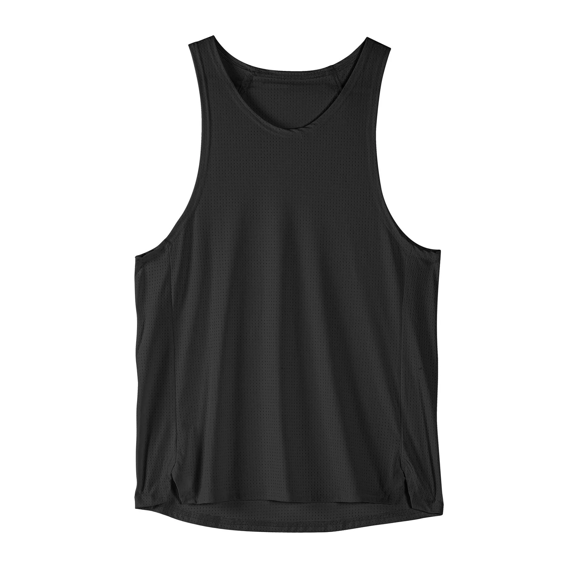 Men's black sleeveless nylon vest for sports and casual wear