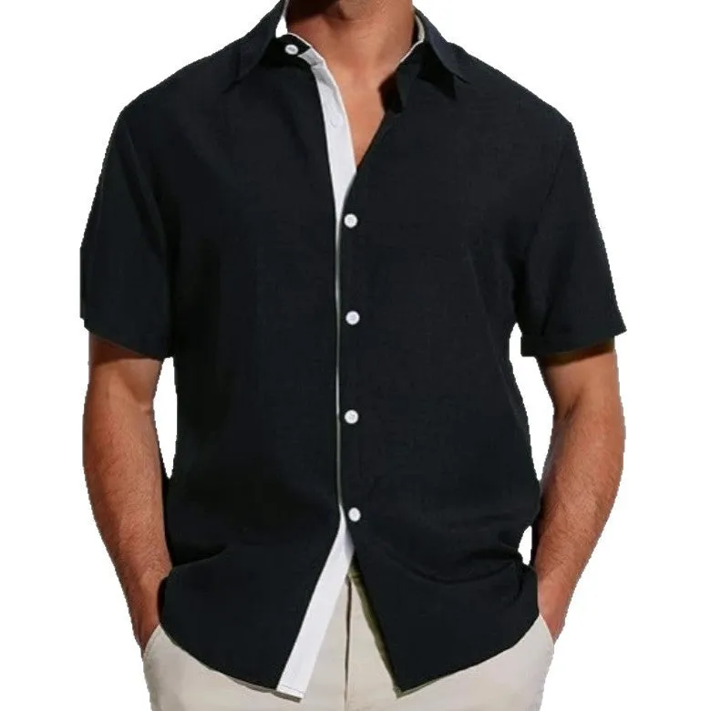 Men's short-sleeved floral print shirt in polyester fabric available in multiple colours