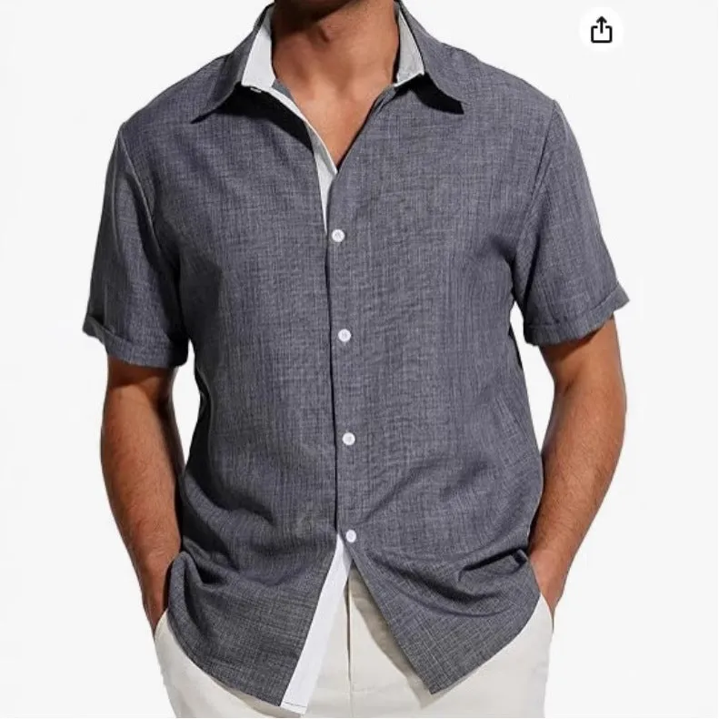 Men's short-sleeved floral print shirt in polyester fabric available in multiple colours