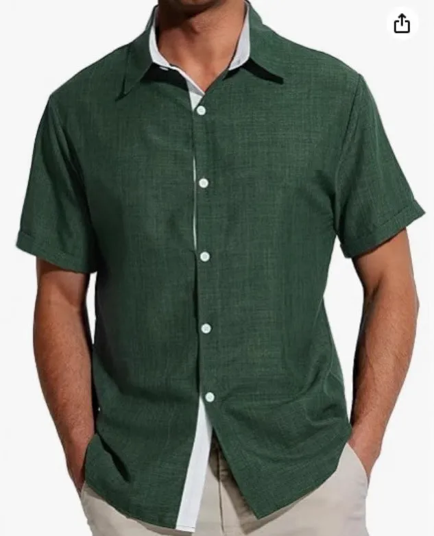 Men's short-sleeved floral print shirt in polyester fabric available in multiple colours