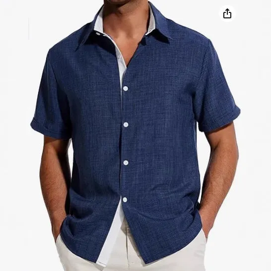 Men's short-sleeved floral print shirt in polyester fabric available in multiple colours