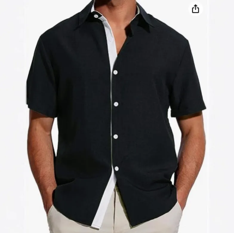 Men's short-sleeved floral print shirt in polyester fabric available in multiple colours