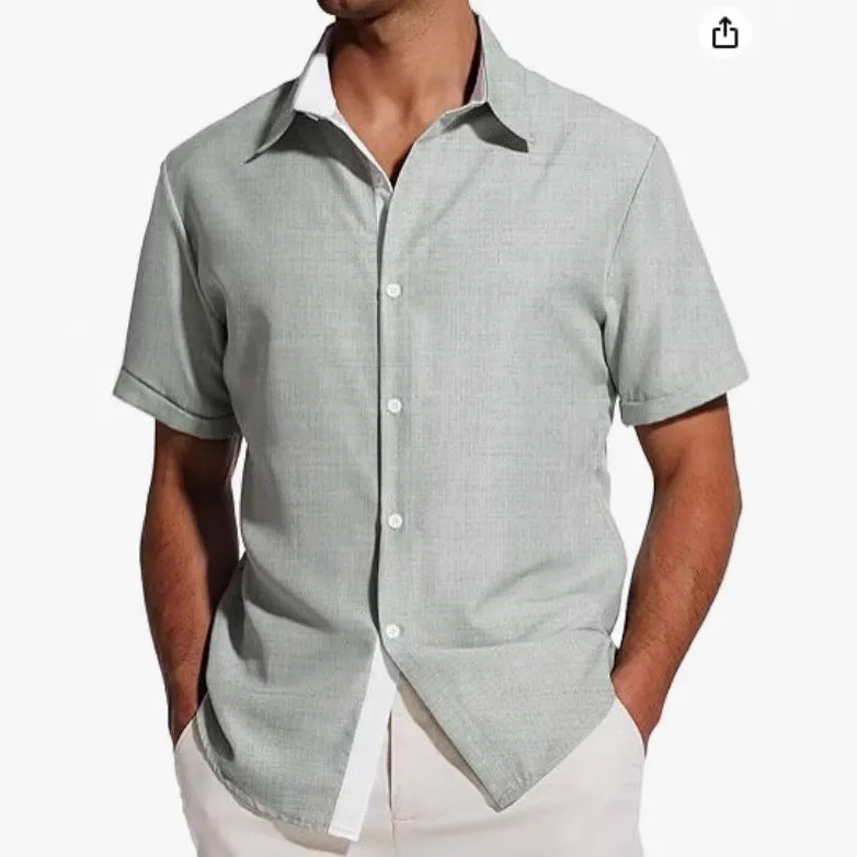 Men's short-sleeved floral print shirt in polyester fabric available in multiple colours