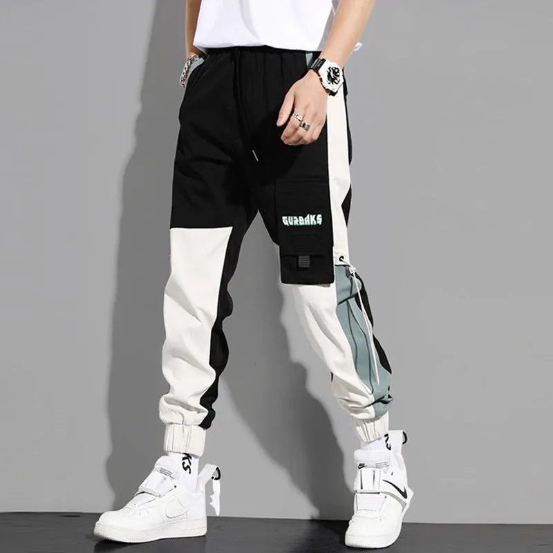 Men's cotton ankle-tied drawstring casual pants in black, skinny fit, non-iron finish