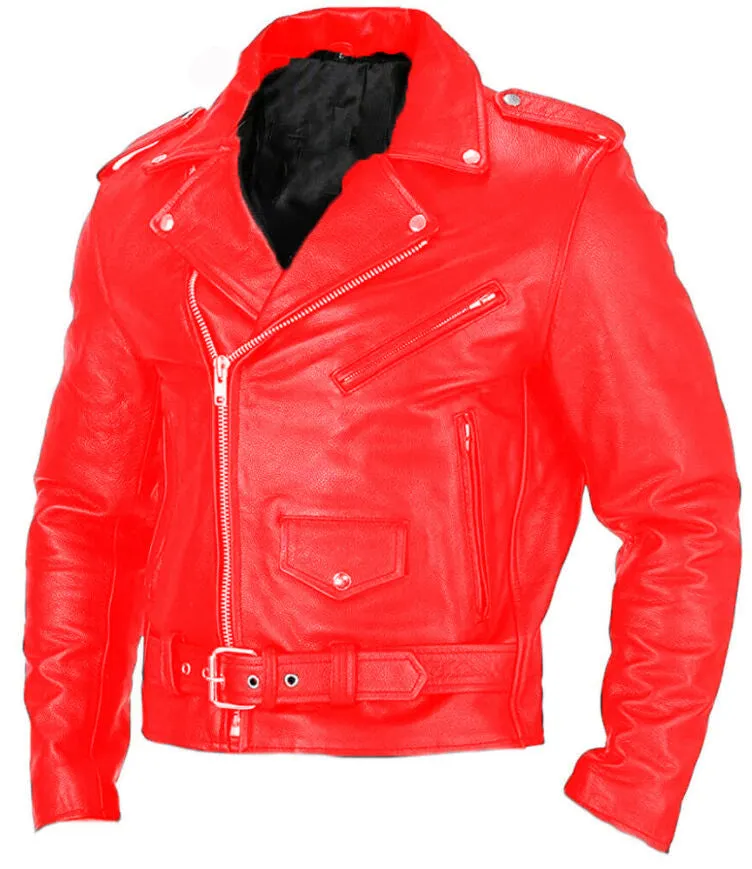 Men's black PU leather motorcycle biker jacket with punk style, regular fit, 50cm length