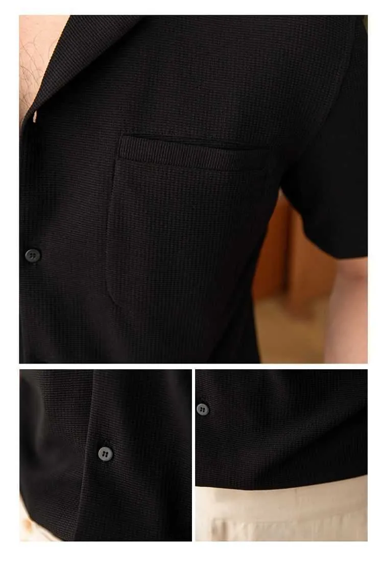 Small V-neck PU handsome casual top in slim-fit cardigan style available in black, green, and white