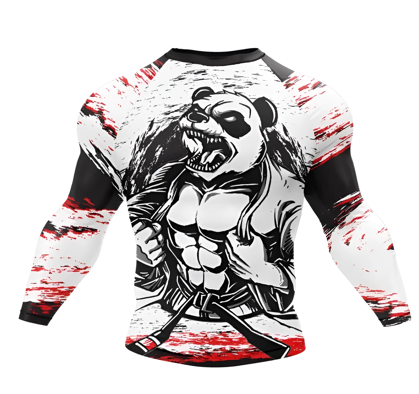 SHREDDED PANDA XMartial rash guard long sleeve in black for BJJ training