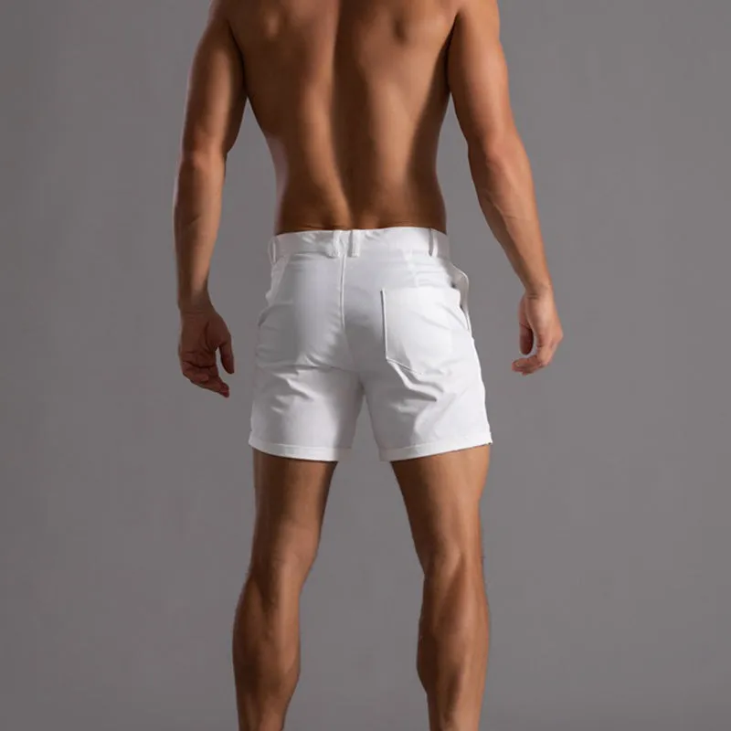 Men's cotton summer button beach shorts with pockets, straight leg, in army green colour option