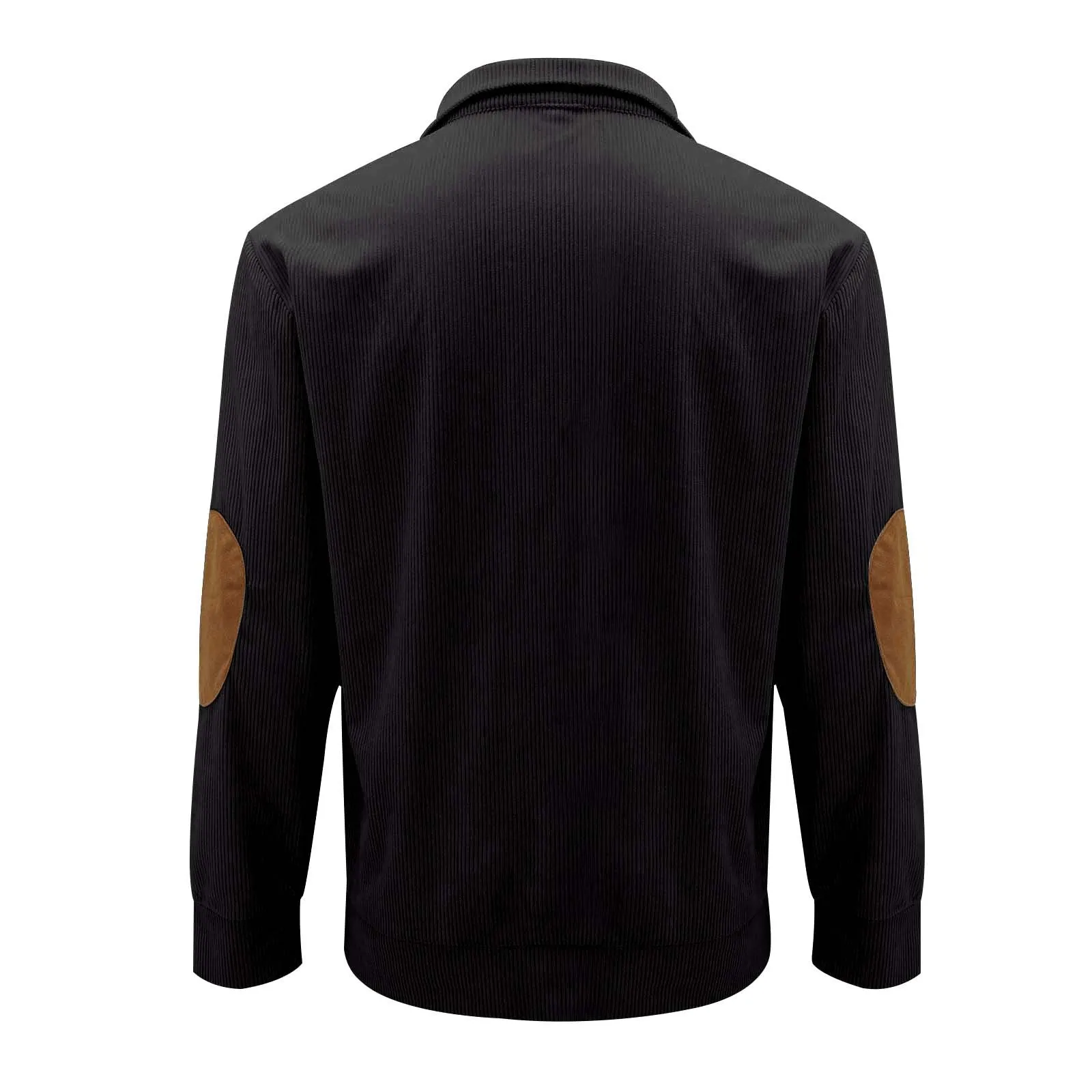 Men's casual stand-collar long sleeve pullover sweatshirt in loose fit, solid colour, polyester fabric