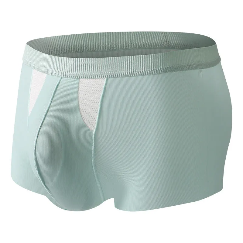 Men's ice silk double-layer shorts in multiple colours showing the hole bag compartment for dry wet separation.