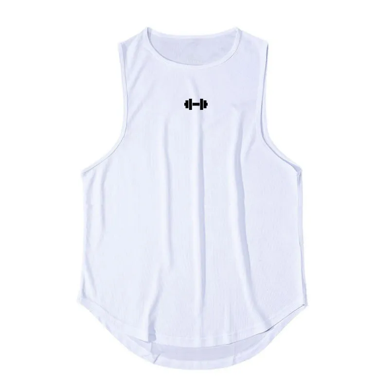 Men's quick-dry vest in solid colour polyester fibre with round hem for sports and summer use