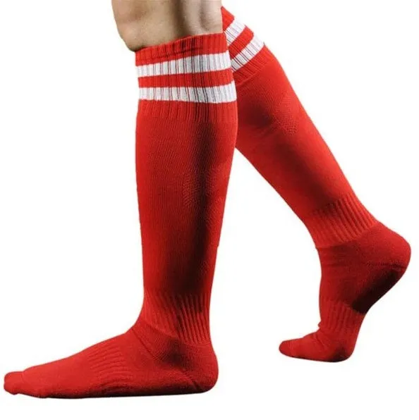 Pair of football training socks in adult size made from 63% polyester fibre