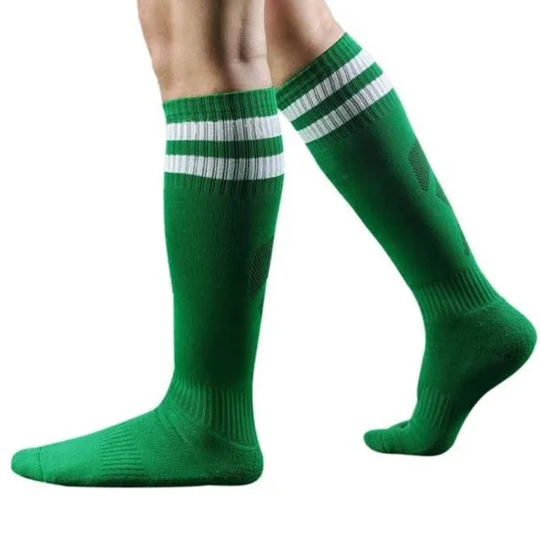 Pair of football training socks in adult size made from 63% polyester fibre