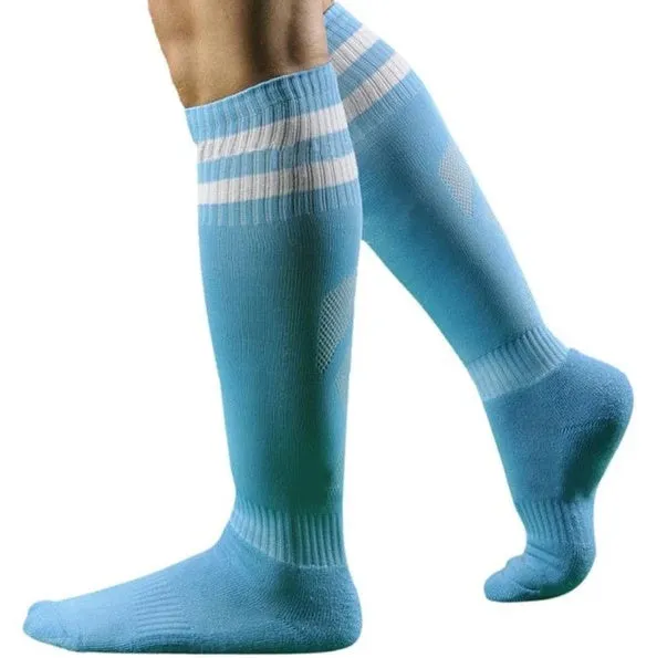 Pair of football training socks in adult size made from 63% polyester fibre