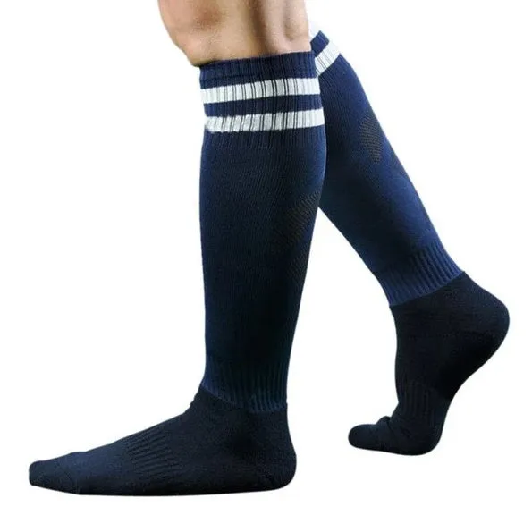 Pair of football training socks in adult size made from 63% polyester fibre