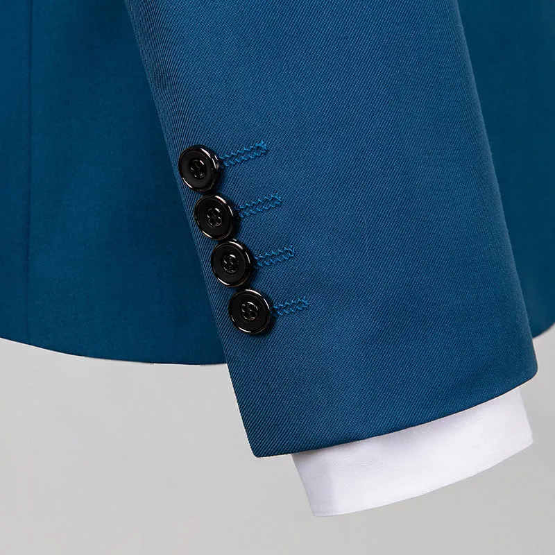 Men's loose fit business casual suit two-piece set in polyester, available in multiple colours and sizes M-5XL