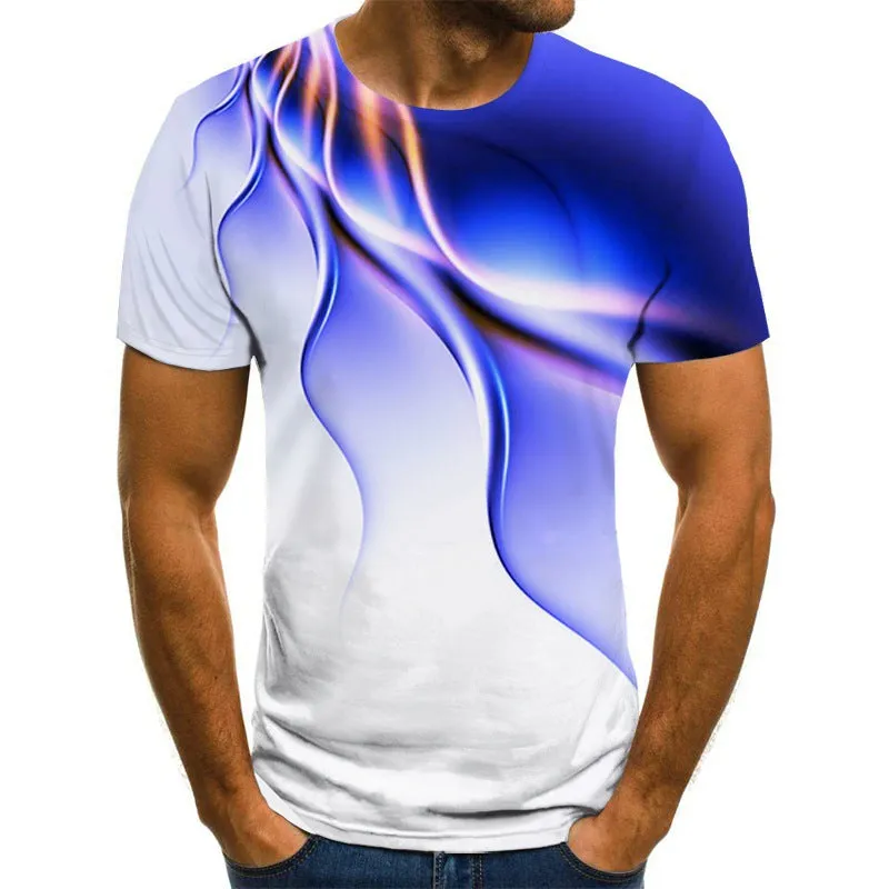 Men's camouflage 3D lightning short sleeve round neck t-shirt in loose fit, polyester blend, available in multiple colours