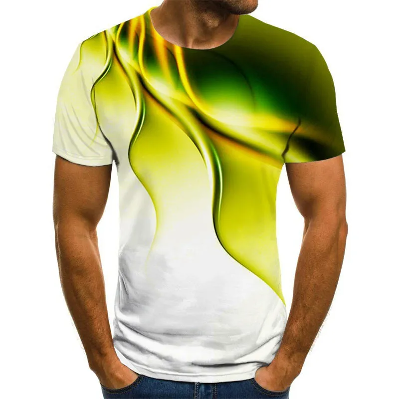 Men's camouflage 3D lightning short sleeve round neck t-shirt in loose fit, polyester blend, available in multiple colours