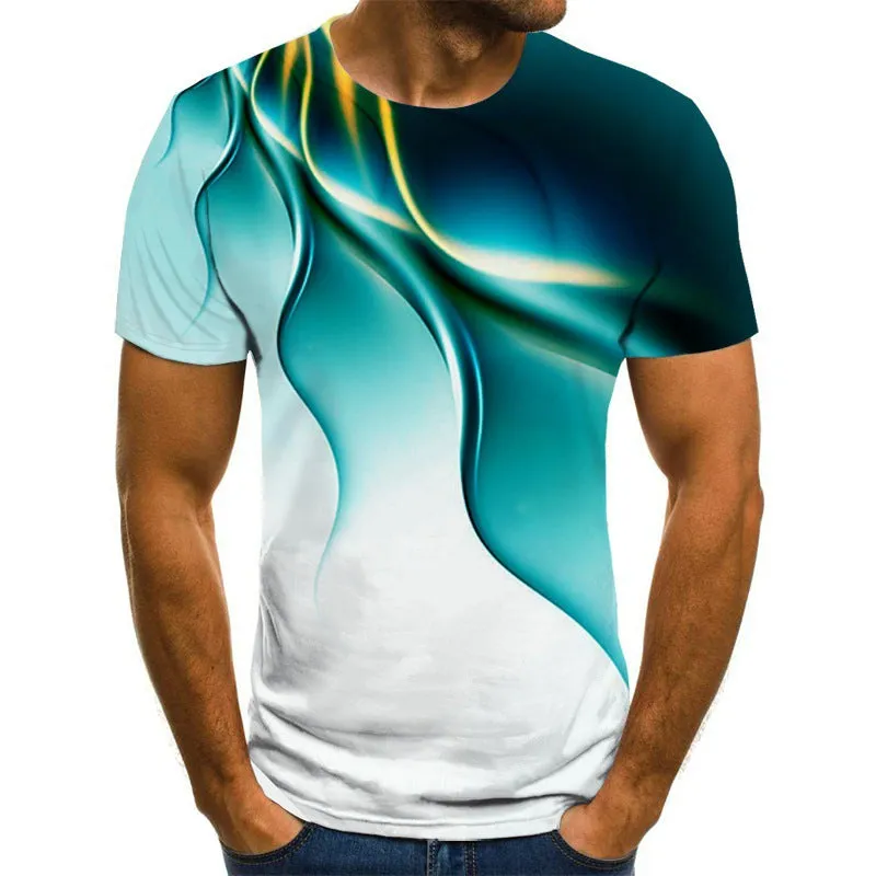 Men's camouflage 3D lightning short sleeve round neck t-shirt in loose fit, polyester blend, available in multiple colours