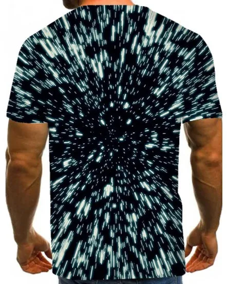 Men's camouflage 3D lightning short sleeve round neck t-shirt in loose fit, polyester blend, available in multiple colours