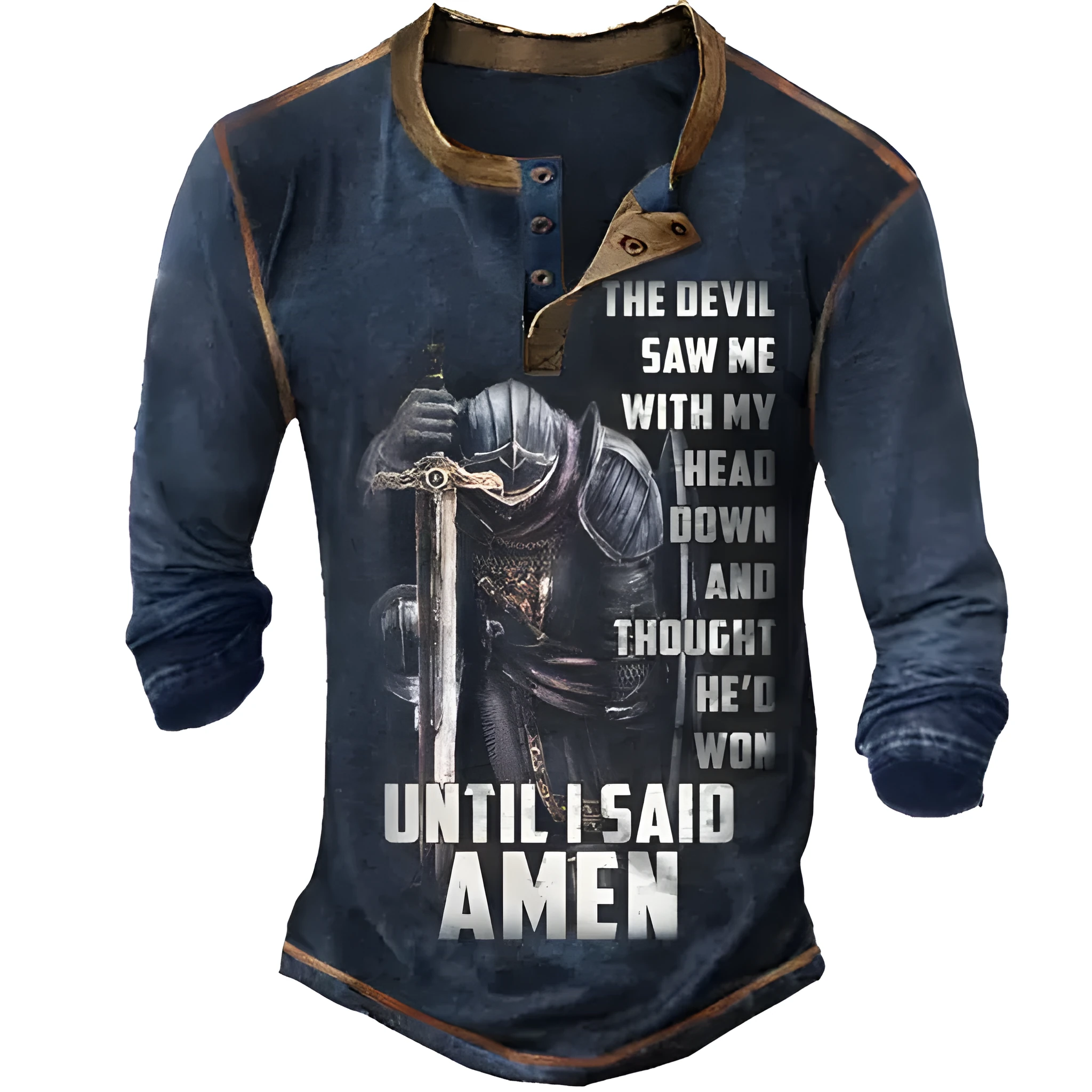 Men's casual round neck long sleeve printed t-shirt in 90% polyester fibre, size S to 4XL