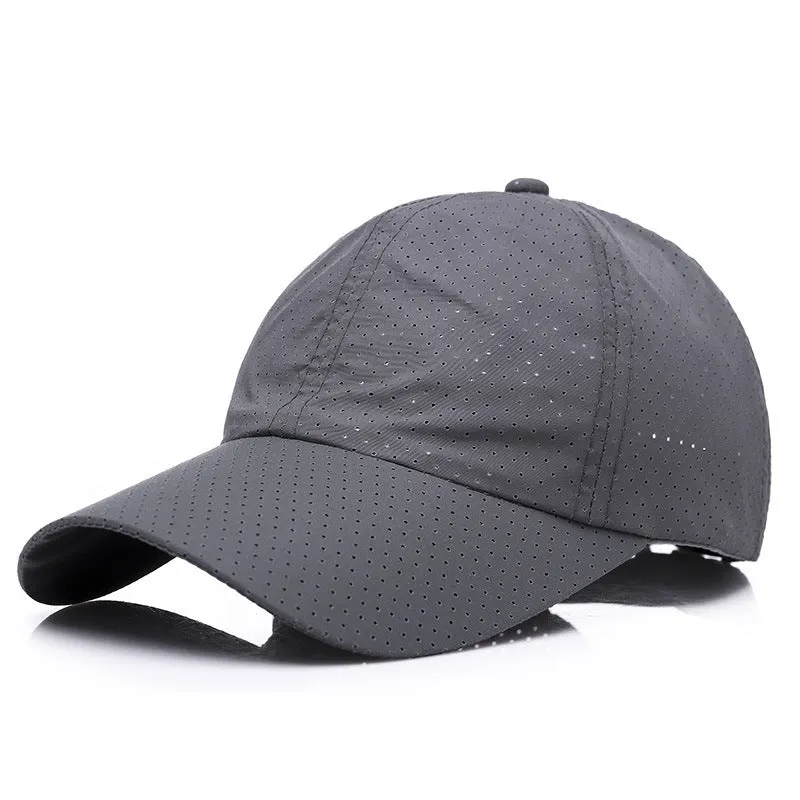 Adjustable wide brim satin baseball cap in dark grey – Korean style breathable summer sun hat