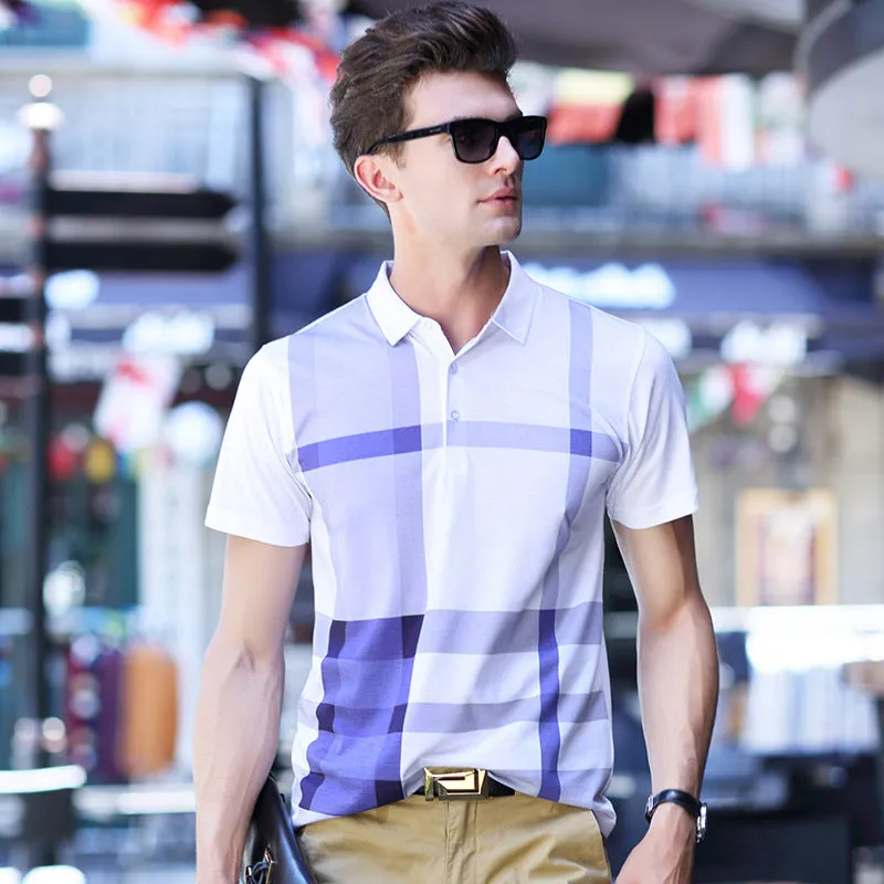 Men's short-sleeved polo shirt in 8001blue, straight fit with lapel collar, sizes M to 3XL