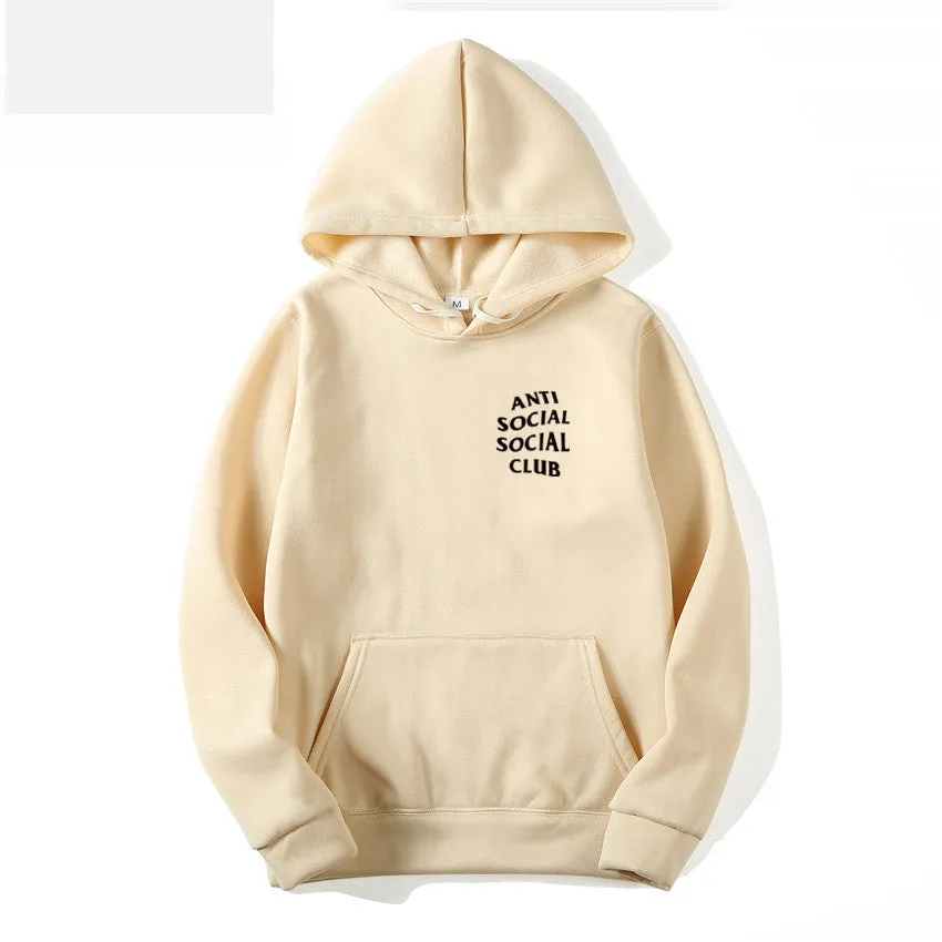 Autumn winter loose hooded couple sweater in solid colour pullover style for men women