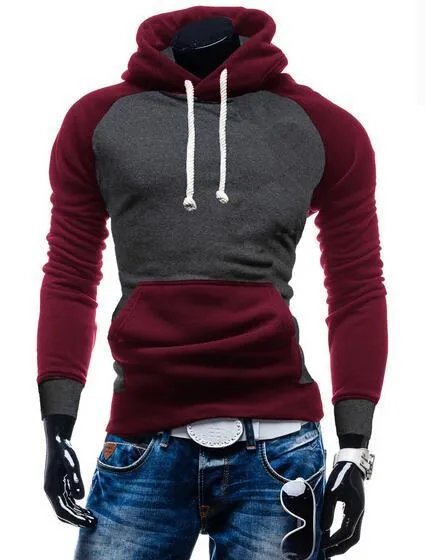 Hip hop fashion slim hoodie in Black, front view, available in multiple colours and sizes