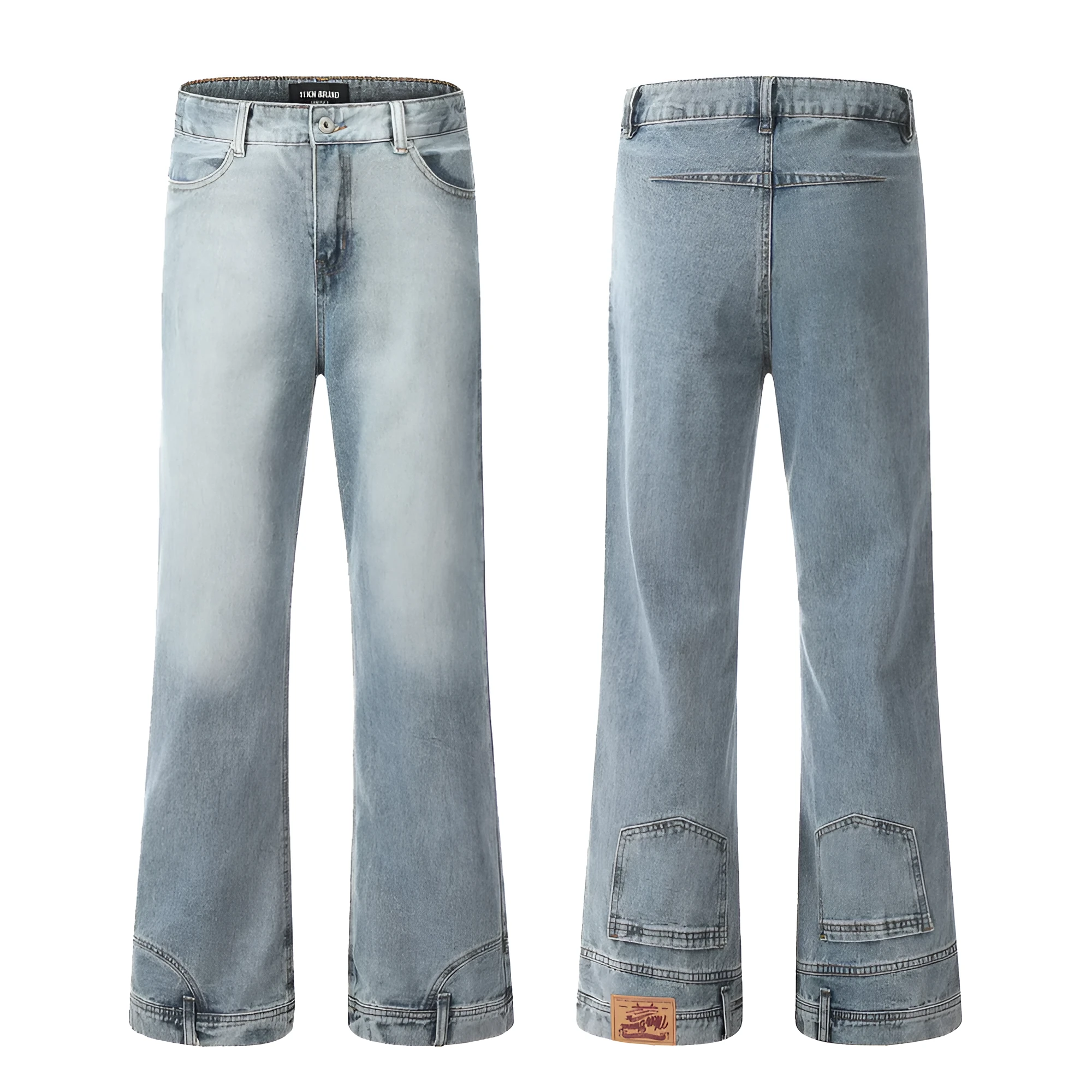 Blue denim jeans for men, mid waist, cotton fabric, casual leisure wear, sizes S to XXL