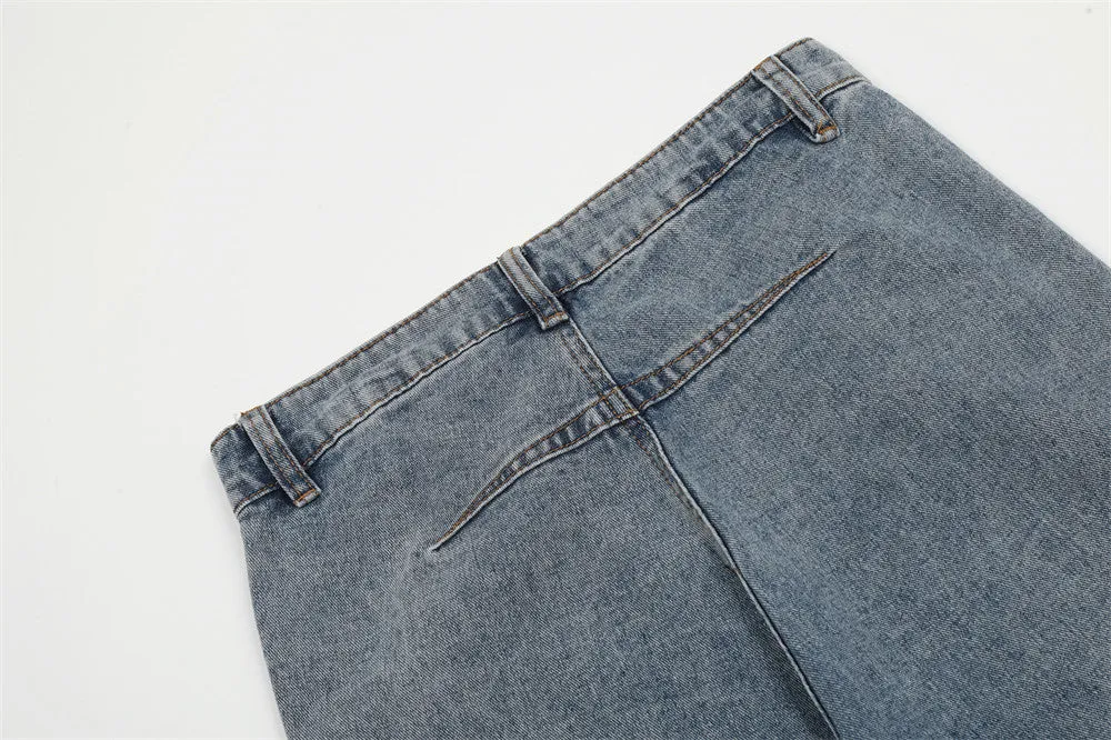 Blue denim jeans for men, mid waist, cotton fabric, casual leisure wear, sizes S to XXL