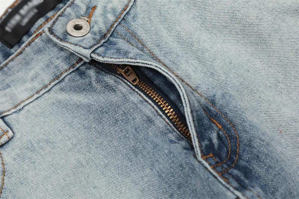 Blue denim jeans for men, mid waist, cotton fabric, casual leisure wear, sizes S to XXL