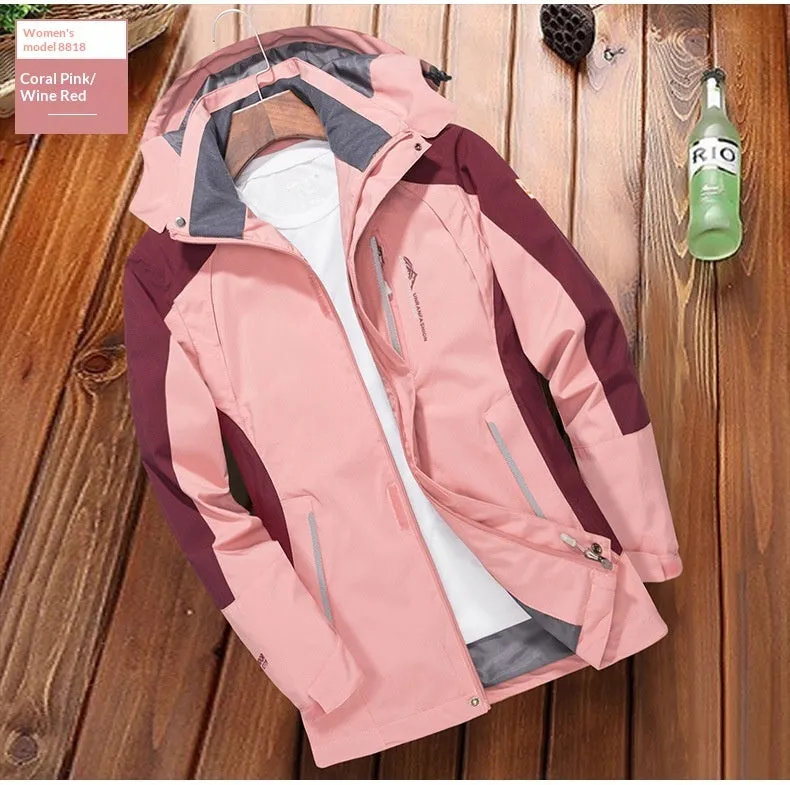 Men's windproof waterproof outdoor windbreaker thin jacket in solid colour, polyester fibre, front view
