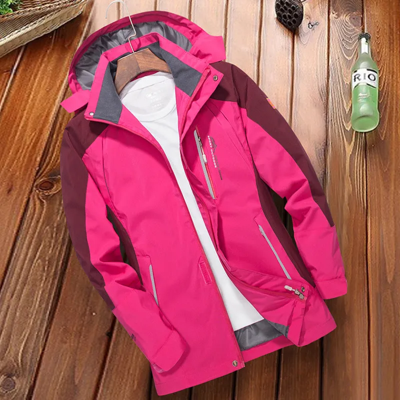 Men's windproof waterproof outdoor windbreaker thin jacket in solid colour, polyester fibre, front view