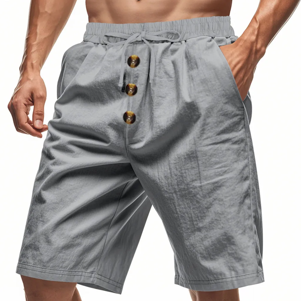 Men's loose fit polyester summer beach casual shorts in multiple colours with elastic waistband